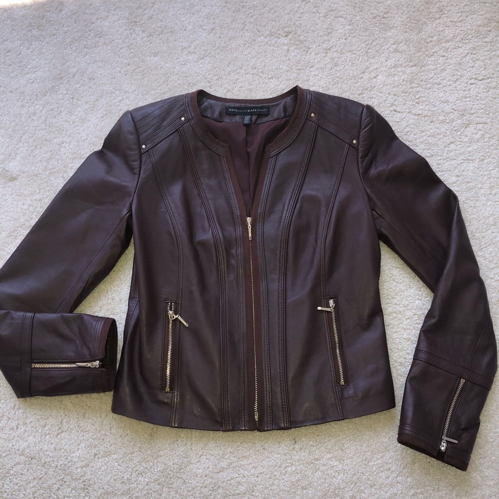 White House Black Market brown leather jacket